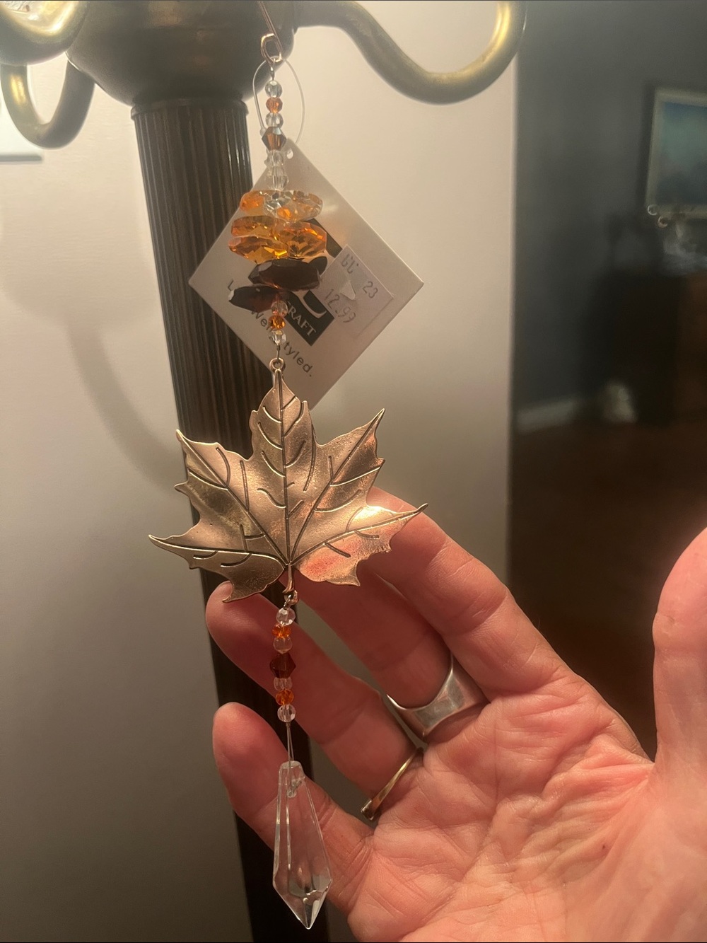 Autumn Maple Leaf Hanging Décor with Amber Beads - Happy Canada Day!